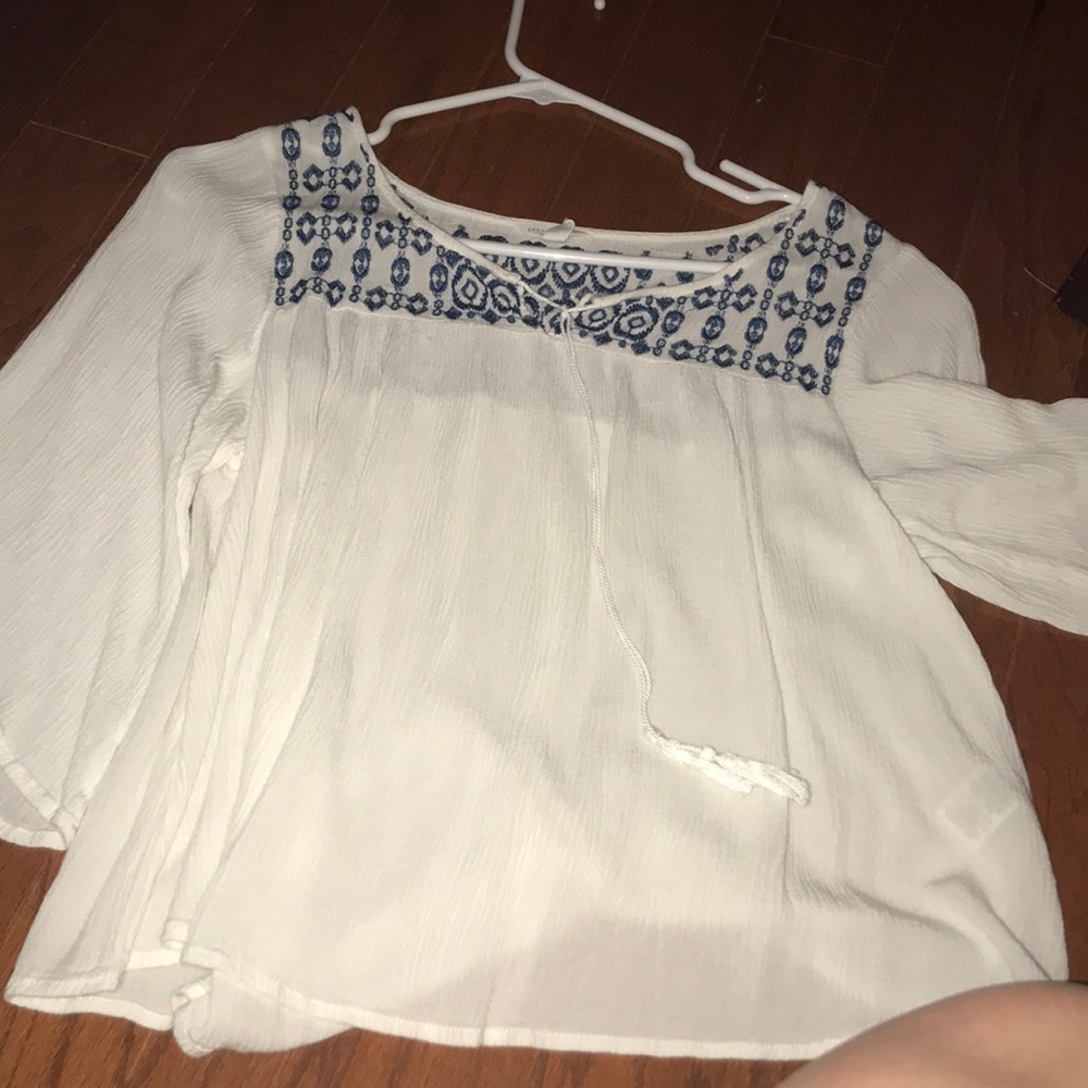 Blue and white blouse
